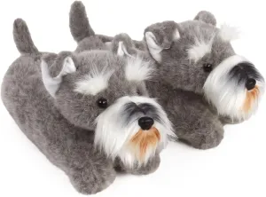 Schnauzer Slippers for Women and Men - Fuzzy Plush Dog Slippers for Adults