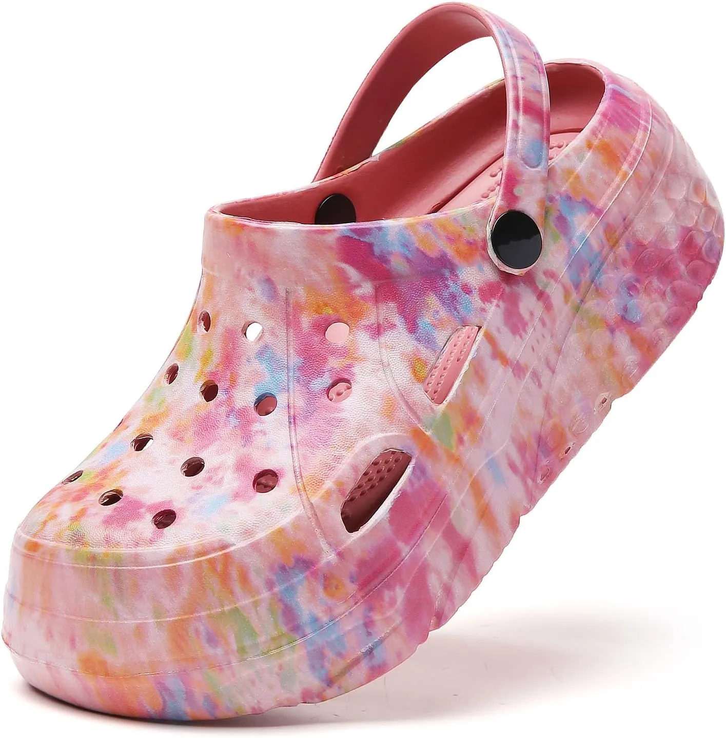 SECHRITE Womens Platform Graphic Clogs Garden Shoes Slip On Sandals Water Beach Outdoor Slippers Shoes with Removable Insole