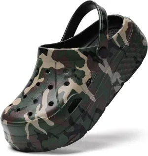 SECHRITE Womens Platform Graphic Clogs Garden Shoes Slip On Sandals Water Beach Outdoor Slippers Shoes with Removable Insole