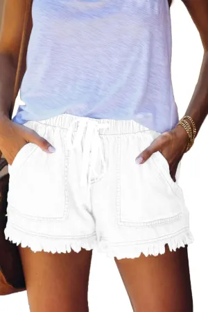SESERAGI Womens Cotton Linen Shorts Soft Elastic Waist Summer Casual Short Pants