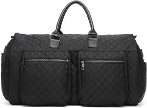 seyfocnia Garment Bags for Travel,Convertible Carry on Garment Duffle Bags for Hanging Clothes - 2 in 1 Hanging Suitcase Suit Bags Weekender Bag with Shoe Pouch for Women Black