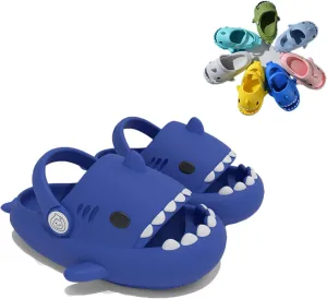 Shark Slides, Sharkclas Chancletas Kids, Cute Cartoon Summer Cloud Slippers, Toddler Boys Girls Slip On Sandals, Cushioned Thick Sole Beach Pool Shoes