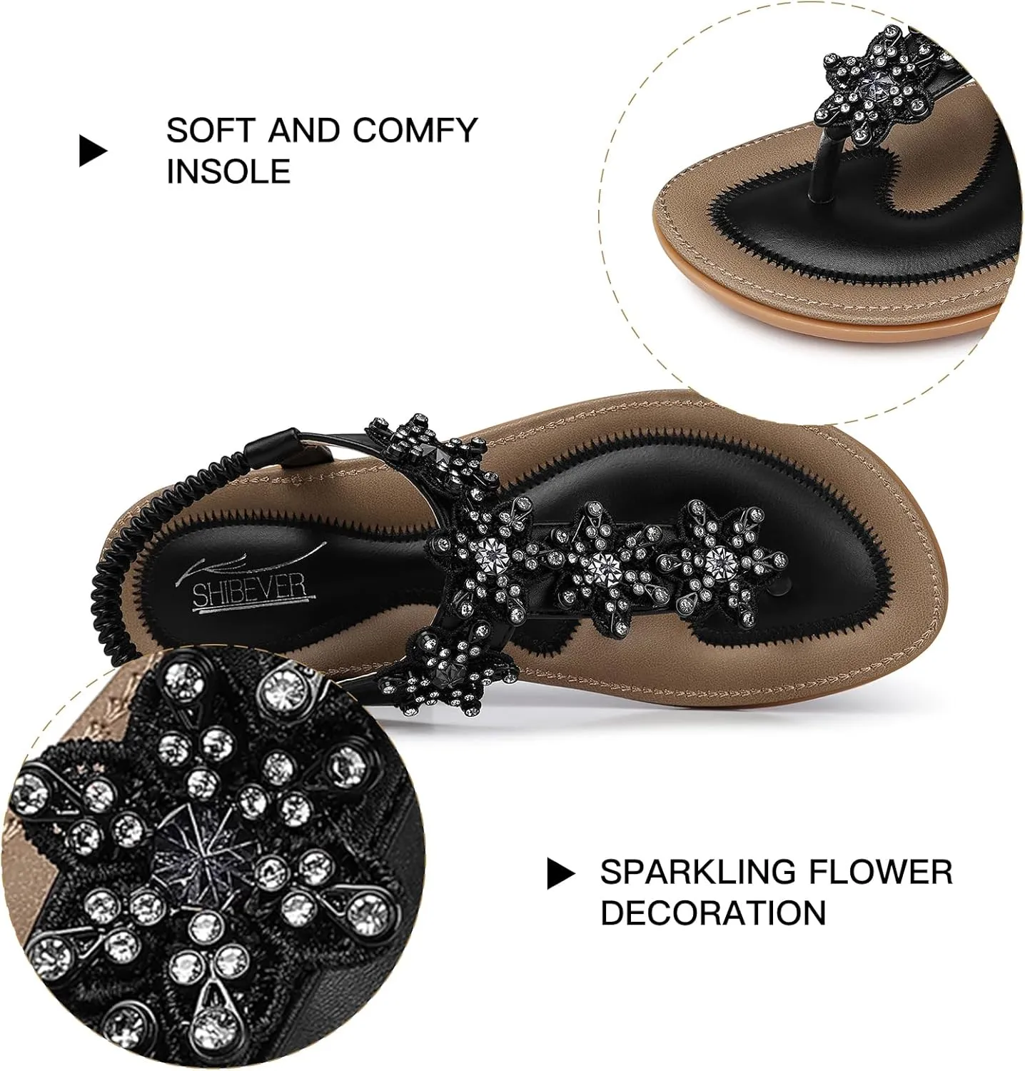 SHIBEVER Dressy Flat Sandals for Women: Summer Comfortable Walking Womens Sandal
