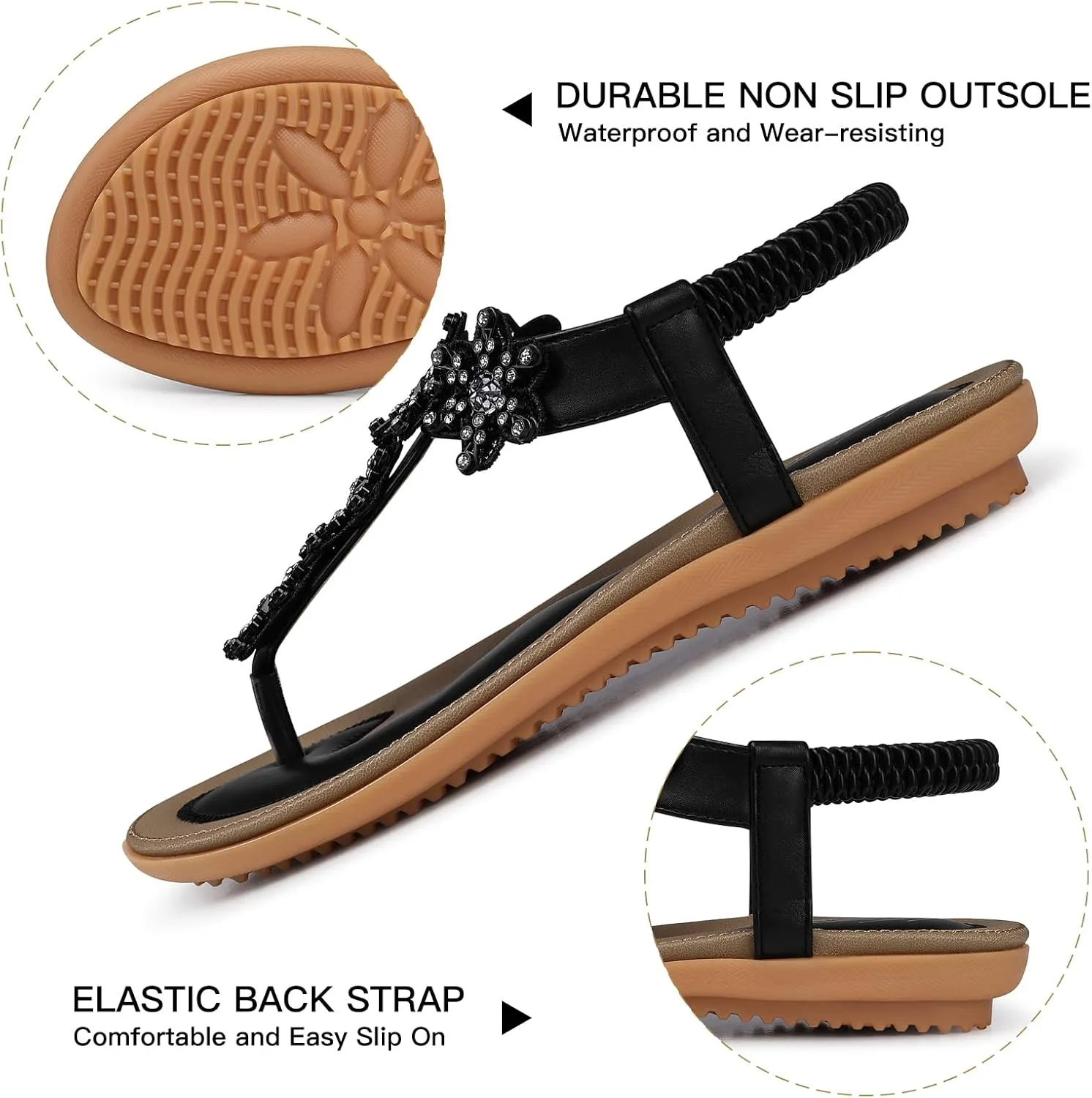 SHIBEVER Dressy Flat Sandals for Women: Summer Comfortable Walking Womens Sandal