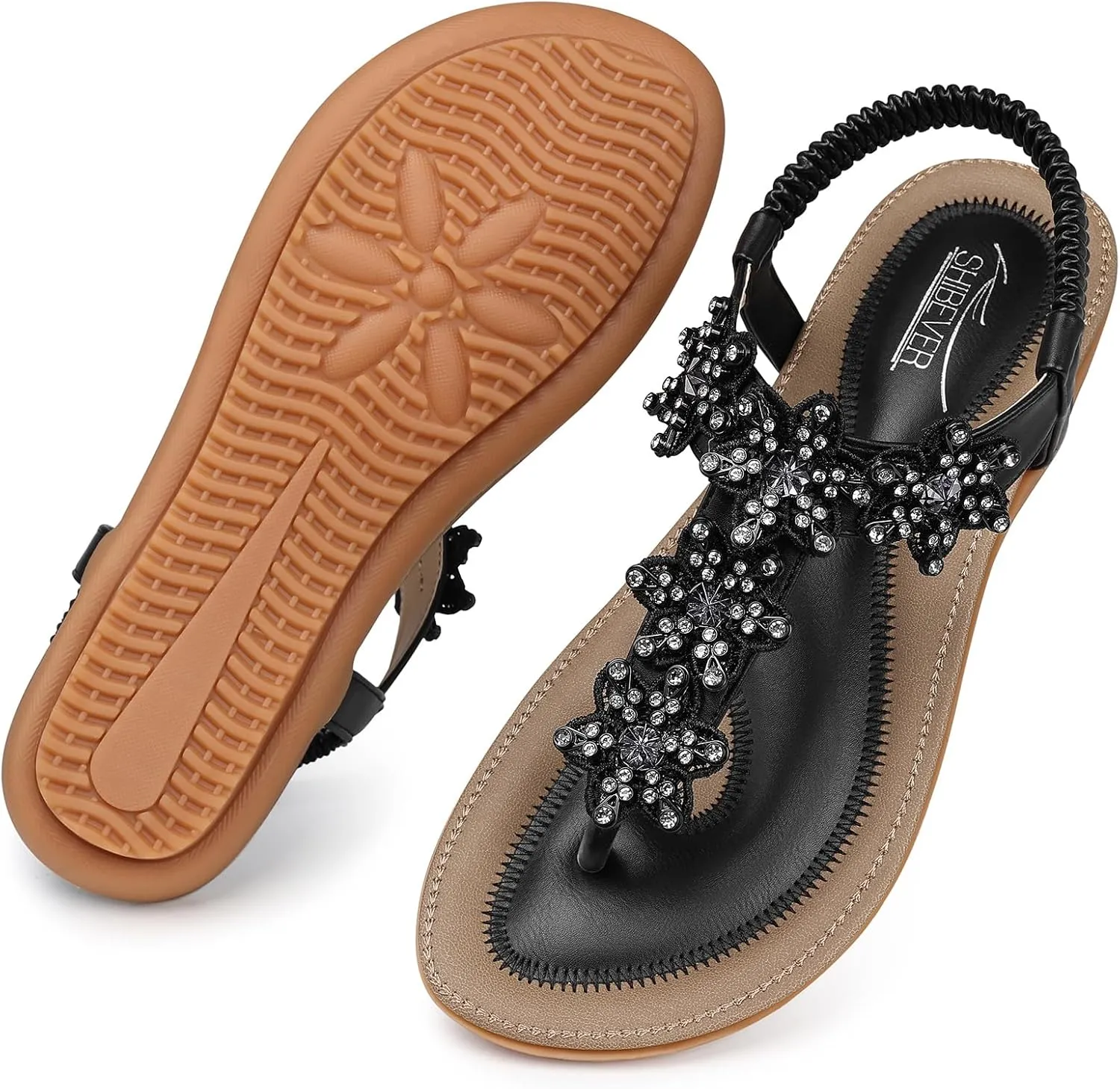 SHIBEVER Dressy Flat Sandals for Women: Summer Comfortable Walking Womens Sandal