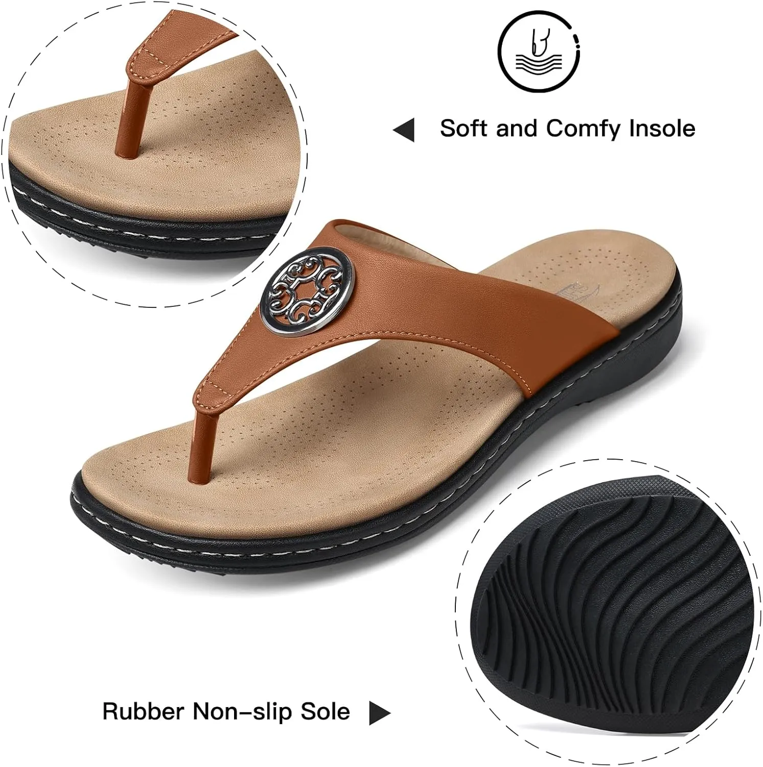 SHIBEVER Womens Flat Thong Sandals: Comfortable Walking Summer Casual Flip Flops for Women