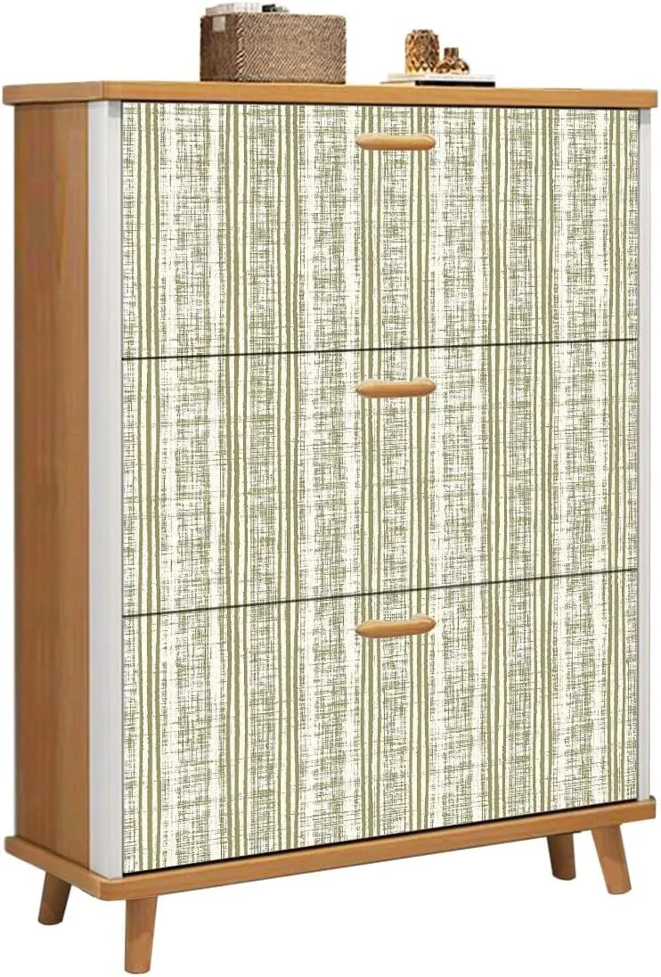 Shoe Cabinet with 3 Flip Drawers Textile Shirt fabric print set seamless patterns Geometrical linen Wooden Shoe Storage Cabinet Freestanding Hidden Shoe Rack Slim Shoe Organizer for Entryway