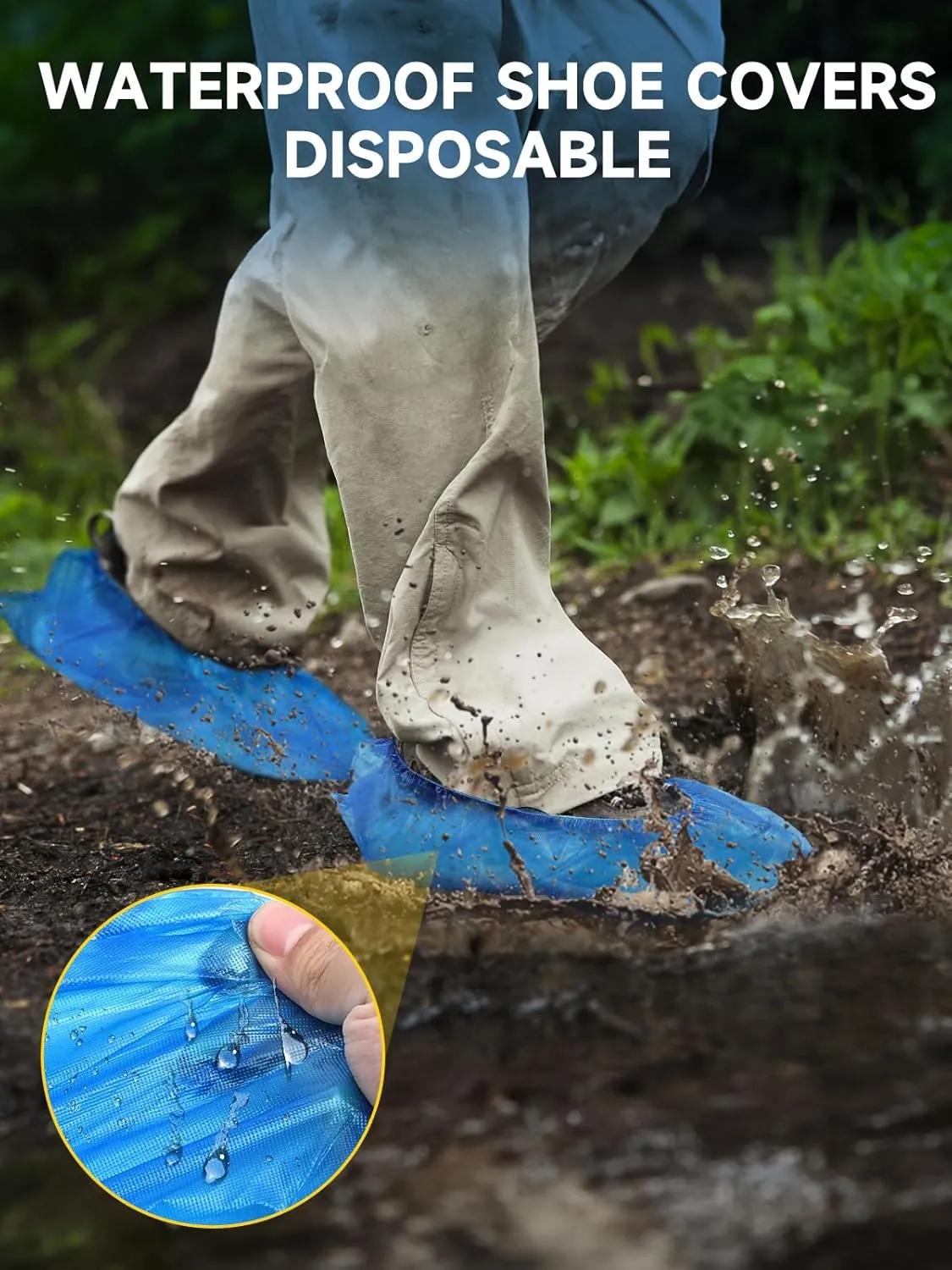 Shoe Covers Disposable Non Slip Pack of 300 (150 Pairs): TOOSOFt Blue Plastic Booties for Shoes Covers - Extra Large Foot Booties Disposable Waterproof Indoors,fits up to Size 11 US Men and 13 Women
