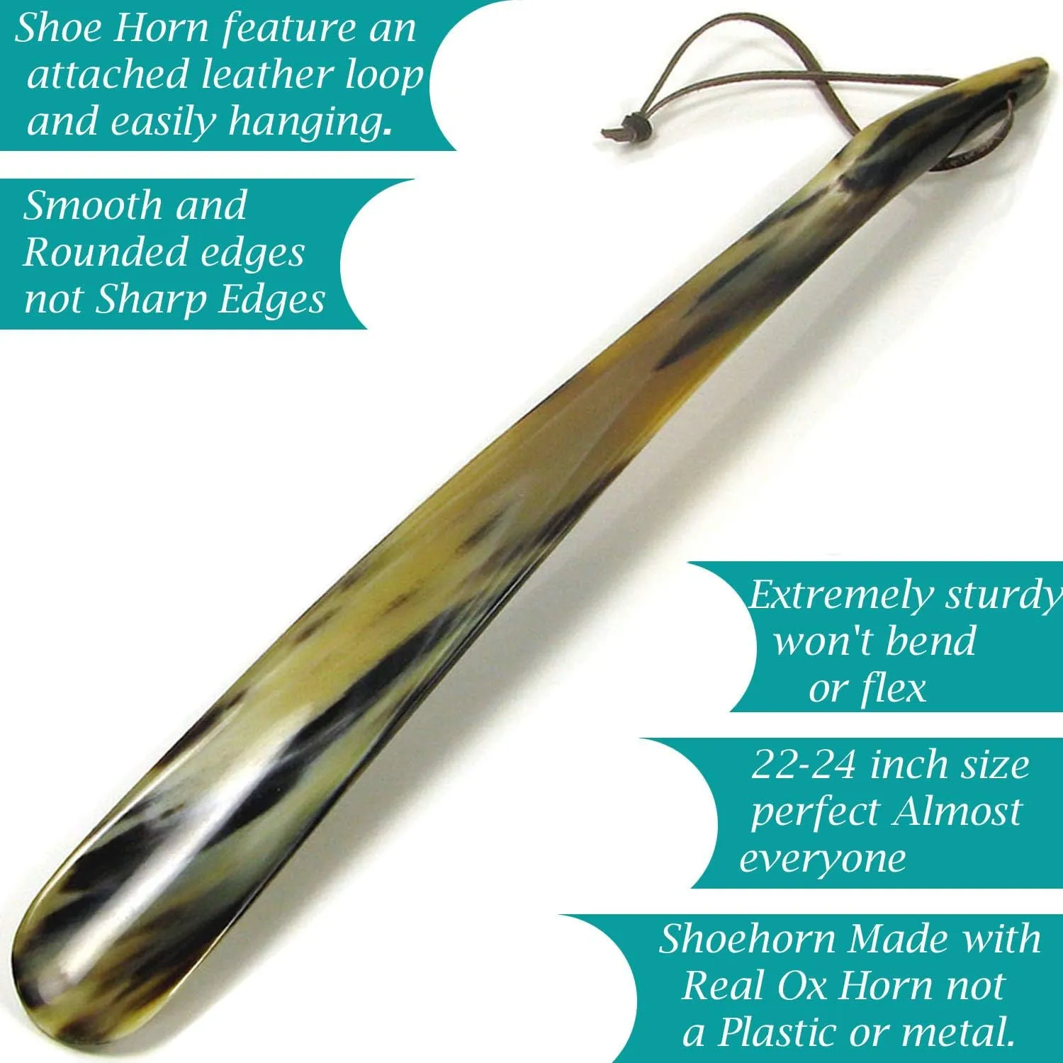 Shoe Horn Made with Real Horn Handmade. Easy Grip Long handle Shoehorn for Men,Women Seniors, Pregnancy, Elderly, back pain, tall people and kids Shoes & Boots.Best Gift Idea Home or Travel Use (22'')