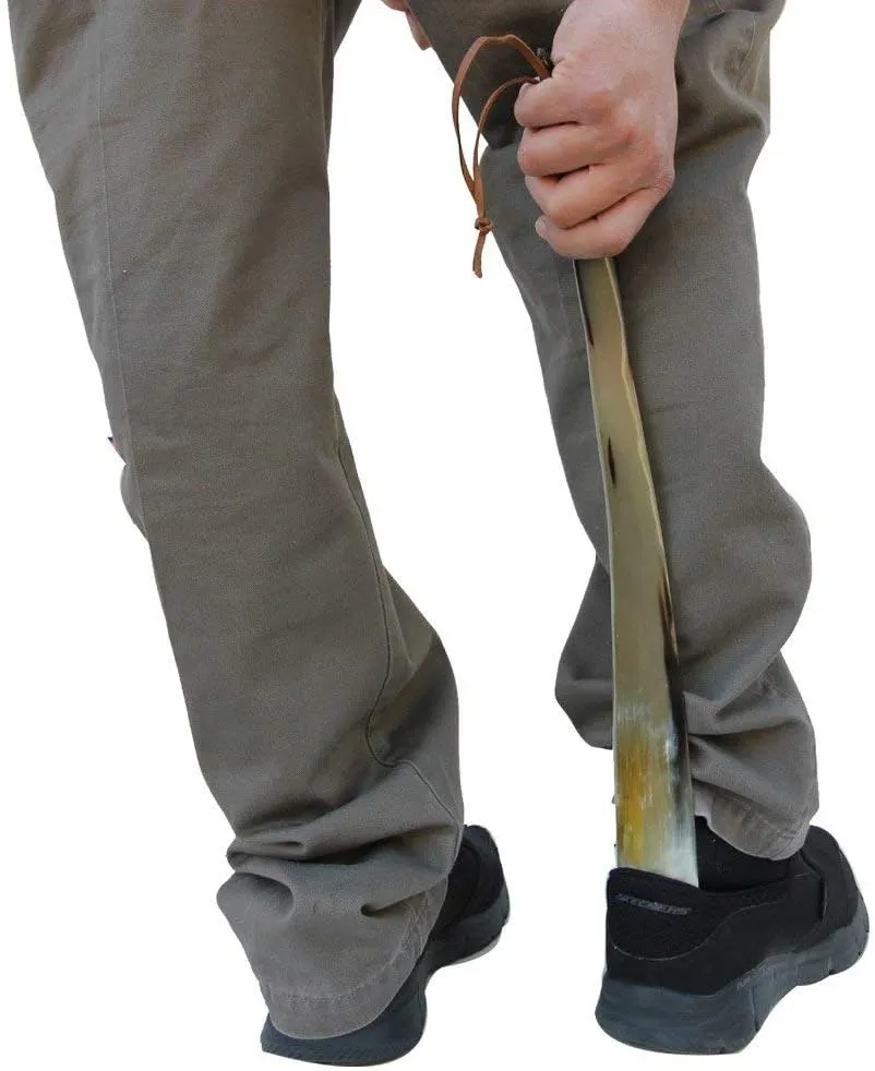 Shoe Horn Made with Real Horn Handmade. Easy Grip Long handle Shoehorn for Men,Women Seniors, Pregnancy, Elderly, back pain, tall people and kids Shoes & Boots.Best Gift Idea Home or Travel Use (22'')