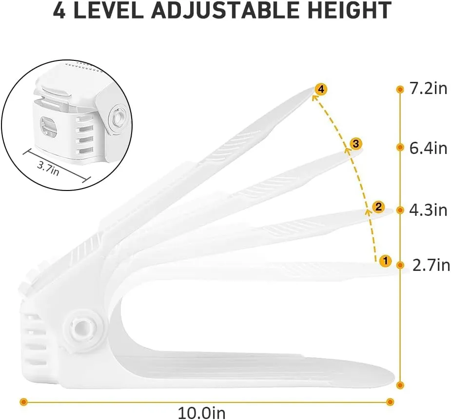 Shoe Slots Organizer 20 Pack - Shoe Stackers for a Pair Of Shoes, shoe storage Shoe Space Savers 50%, 4 Levels Adjustable Thickening Double Layer shoe Holders shoe organizer for closet, White