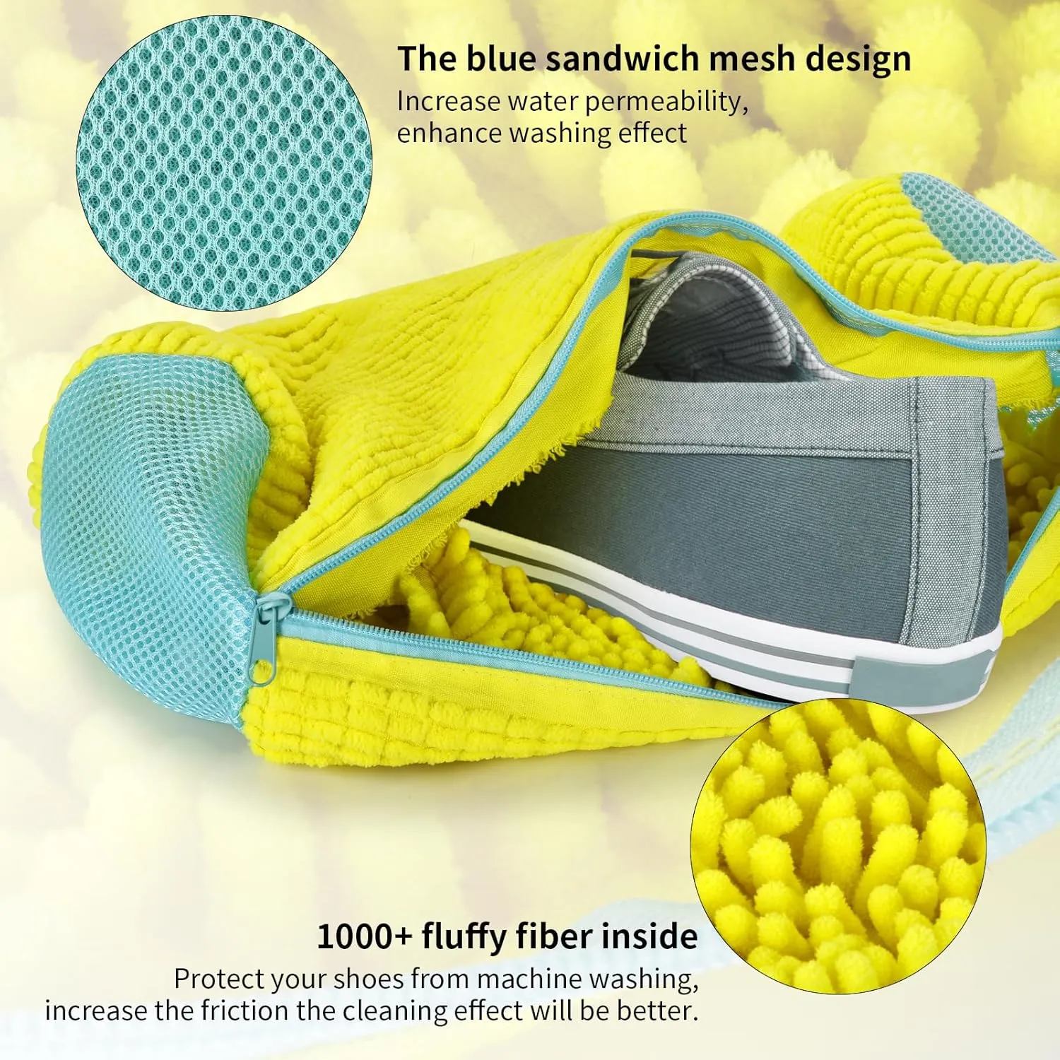 Shoe Wash Bag for Washing Machine - Laundry Shoe Bag for Washer and Drye，Reusable Plus Shoe Cleaning Bag for Most Shoe Types and Sizes
