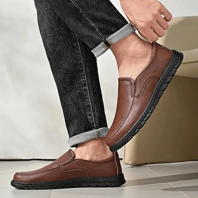 Shoes Men's Business Dress Slip-on Loafers Comfortable Round-Toe Oxford Shoes for Wedding Parties Work Men Fashionable Flat-Soled Breathable Shoes