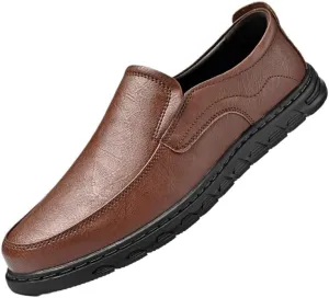 Shoes Men's Business Dress Slip-on Loafers Comfortable Round-Toe Oxford Shoes for Wedding Parties Work Men Fashionable Flat-Soled Breathable Shoes