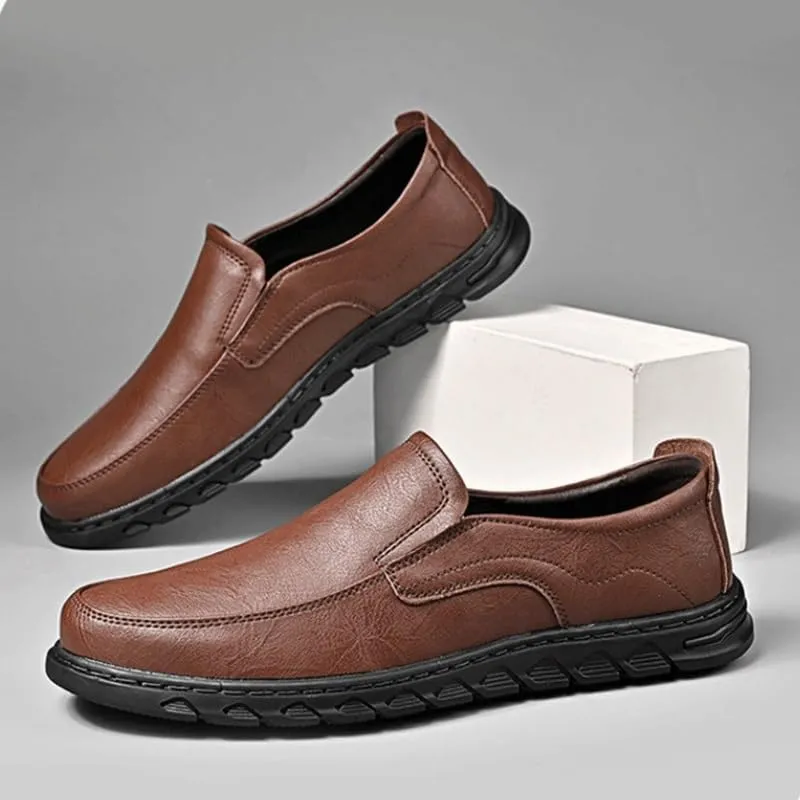 Shoes Men's Business Dress Slip-on Loafers Comfortable Round-Toe Oxford Shoes for Wedding Parties Work Men Fashionable Flat-Soled Breathable Shoes