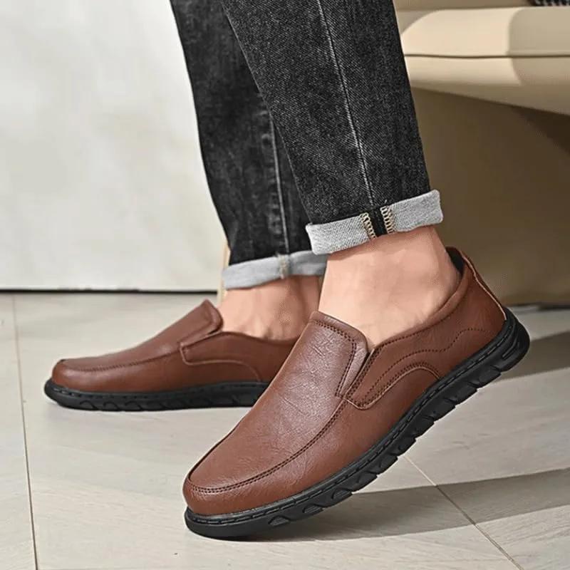 Shoes Men's Business Dress Slip-on Loafers Comfortable Round-Toe Oxford Shoes for Wedding Parties Work Men Fashionable Flat-Soled Breathable Shoes