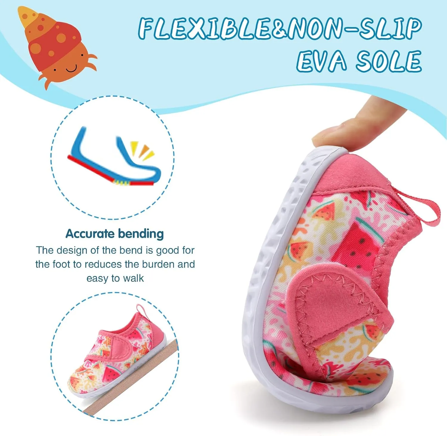 shopUAL Toddler Water Shoes Kids Girls Boys Beach Aqua Socks Skin Barefoot Walking Water Shoes Quick Dry Non-Slip Breathable Swim Pool Surf