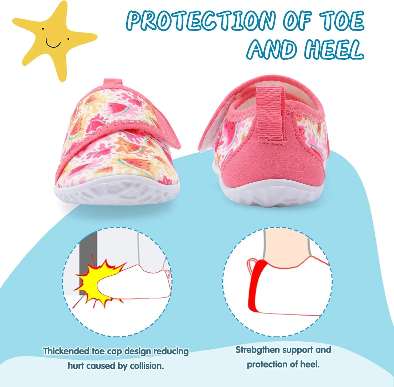 shopUAL Toddler Water Shoes Kids Girls Boys Beach Aqua Socks Skin Barefoot Walking Water Shoes Quick Dry Non-Slip Breathable Swim Pool Surf