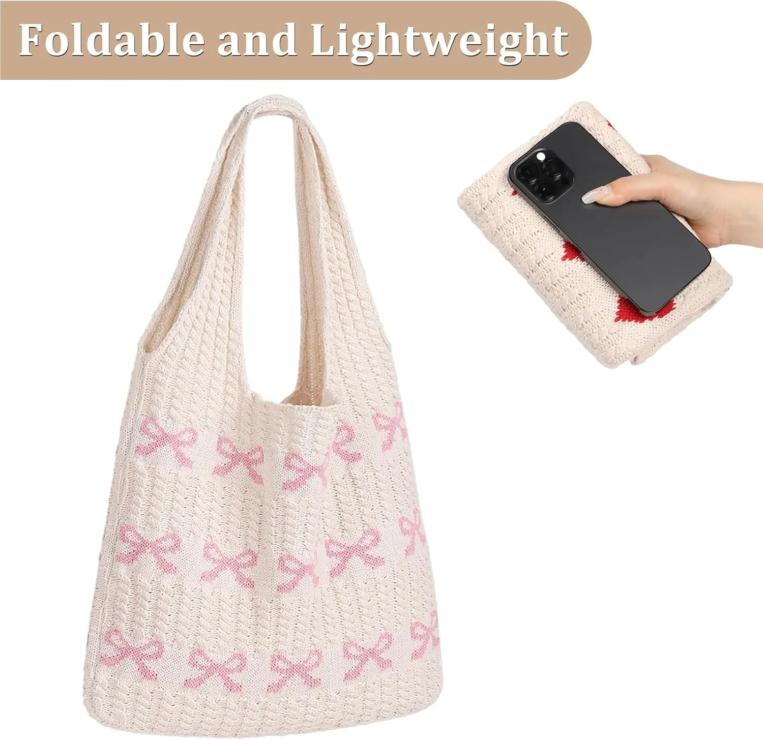 Sightor Crochet Tote Bag, Mesh Beach Bag Knit Summer Hobo Bag Vacation Boho Tote Bag for Women
