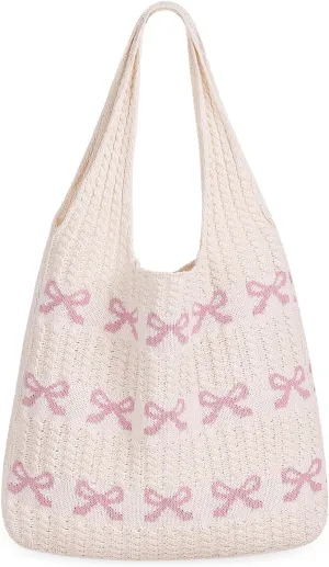 Sightor Crochet Tote Bag, Mesh Beach Bag Knit Summer Hobo Bag Vacation Boho Tote Bag for Women