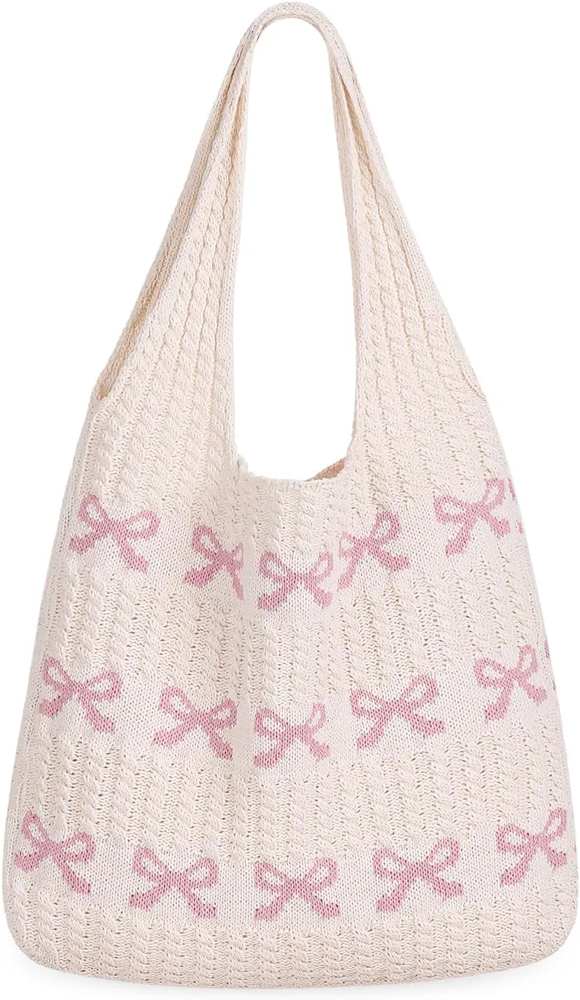 Sightor Crochet Tote Bag, Mesh Beach Bag Knit Summer Hobo Bag Vacation Boho Tote Bag for Women
