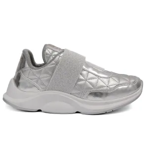 Silver Quilted Slip-On Sneakers