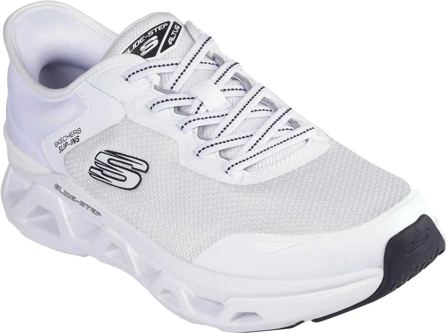 Skechers - Mens Glide-Step Altus - Turn Out Slip On Shoes, Color White/Black, Size: 10 W US
