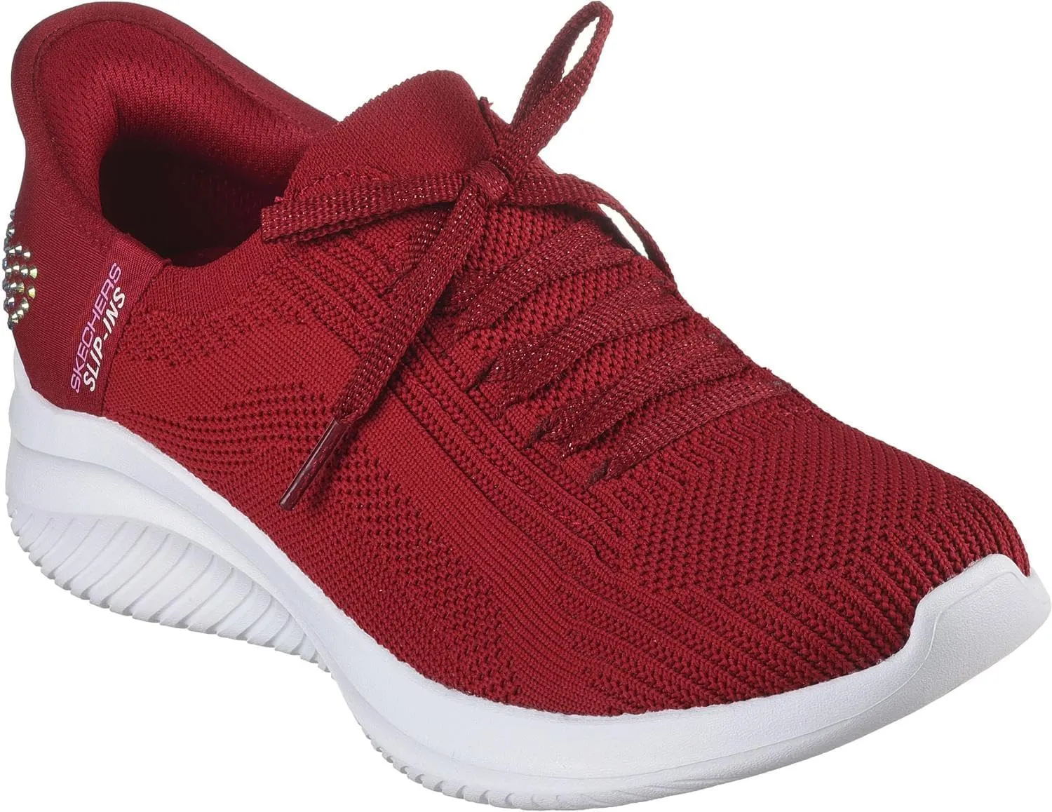 Skechers - Womens Ultra Flex 3.0 - Heart Me Slip On Shoes, Color Red, Size: 6.5 M US