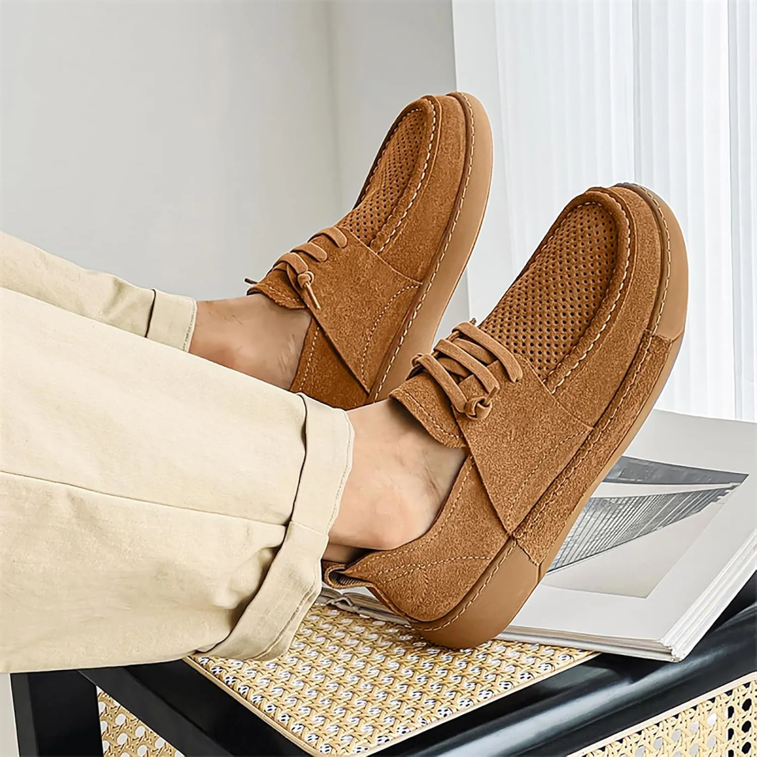 Slip On Loafers for Men Comfortable Breathable Boat Shoes Wide Width Walking Shoes