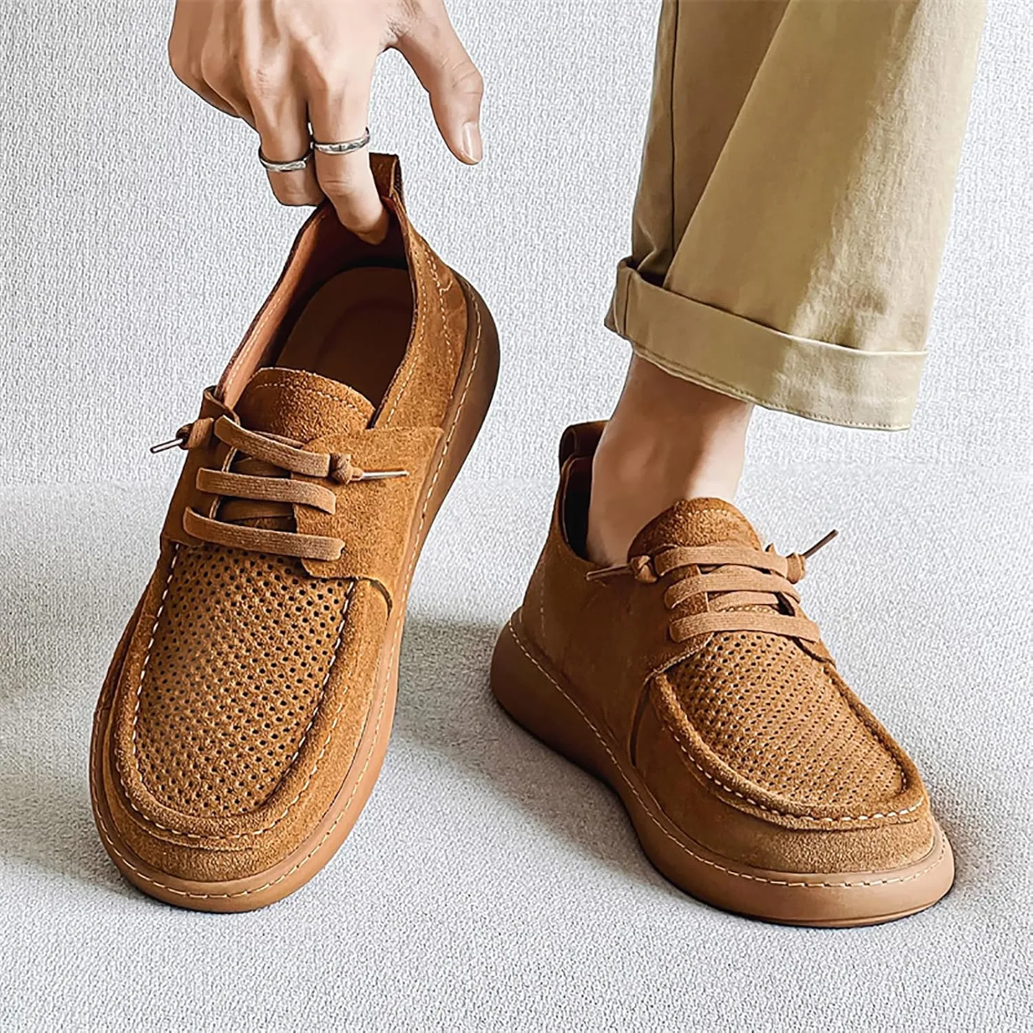 Slip On Loafers for Men Comfortable Breathable Boat Shoes Wide Width Walking Shoes