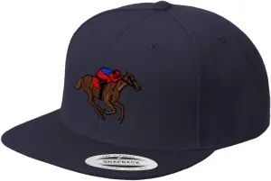 Snapback Hats for Men & Women Western Horse Racehorse Sports Acrylic Flat Bill Baseball Cap Navy Design Only
