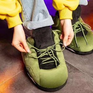 Sneaker Slippers for Men and Women Cozy Warm Home Plush Slippers Indoor Outdoor Non-slip Fluffy Shoes