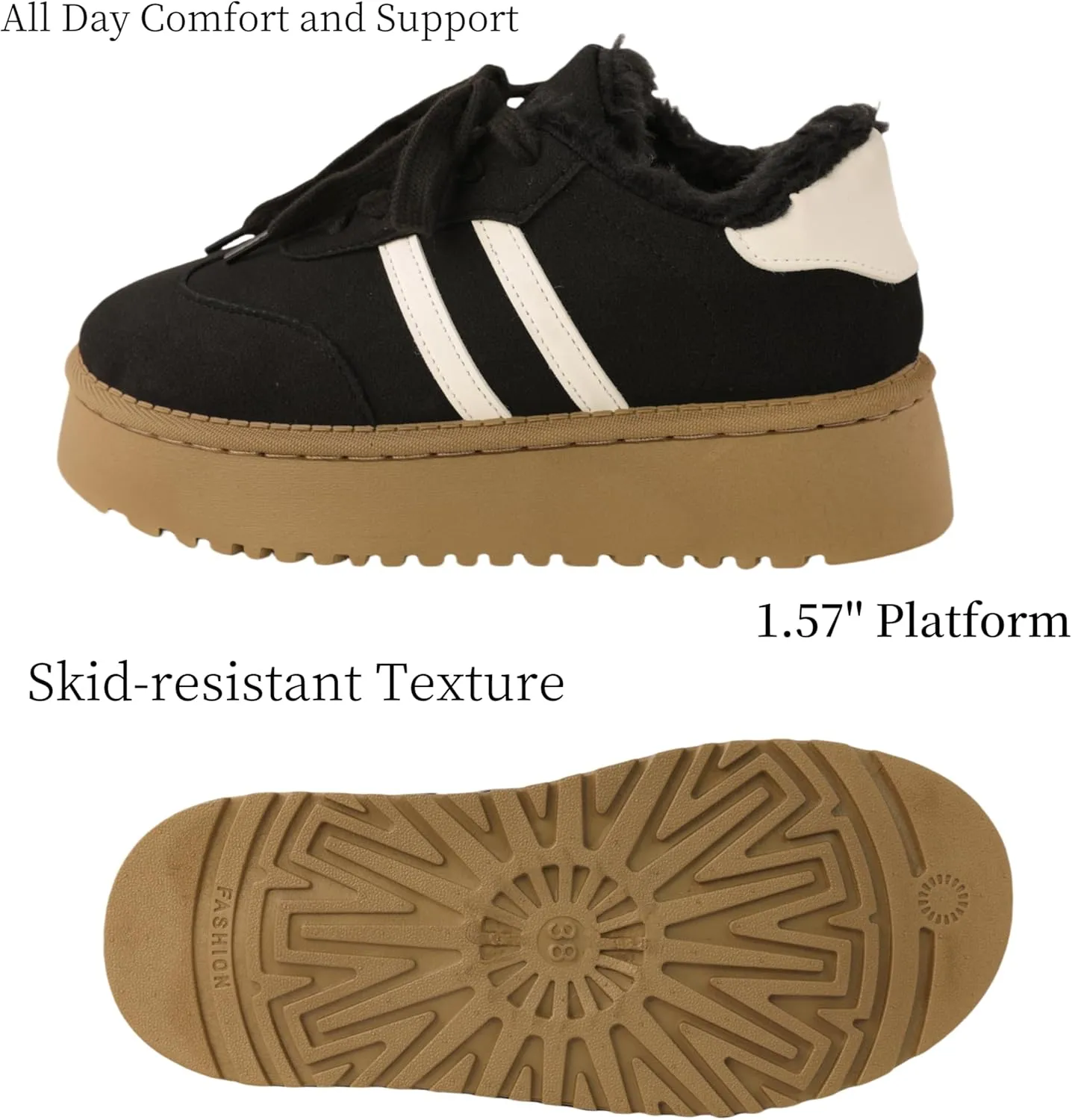 Snow Boots for Women Warm Suede Booties Fur Lined Winter Fluffy Boots Platform Lace Up Boots for Outdoor
