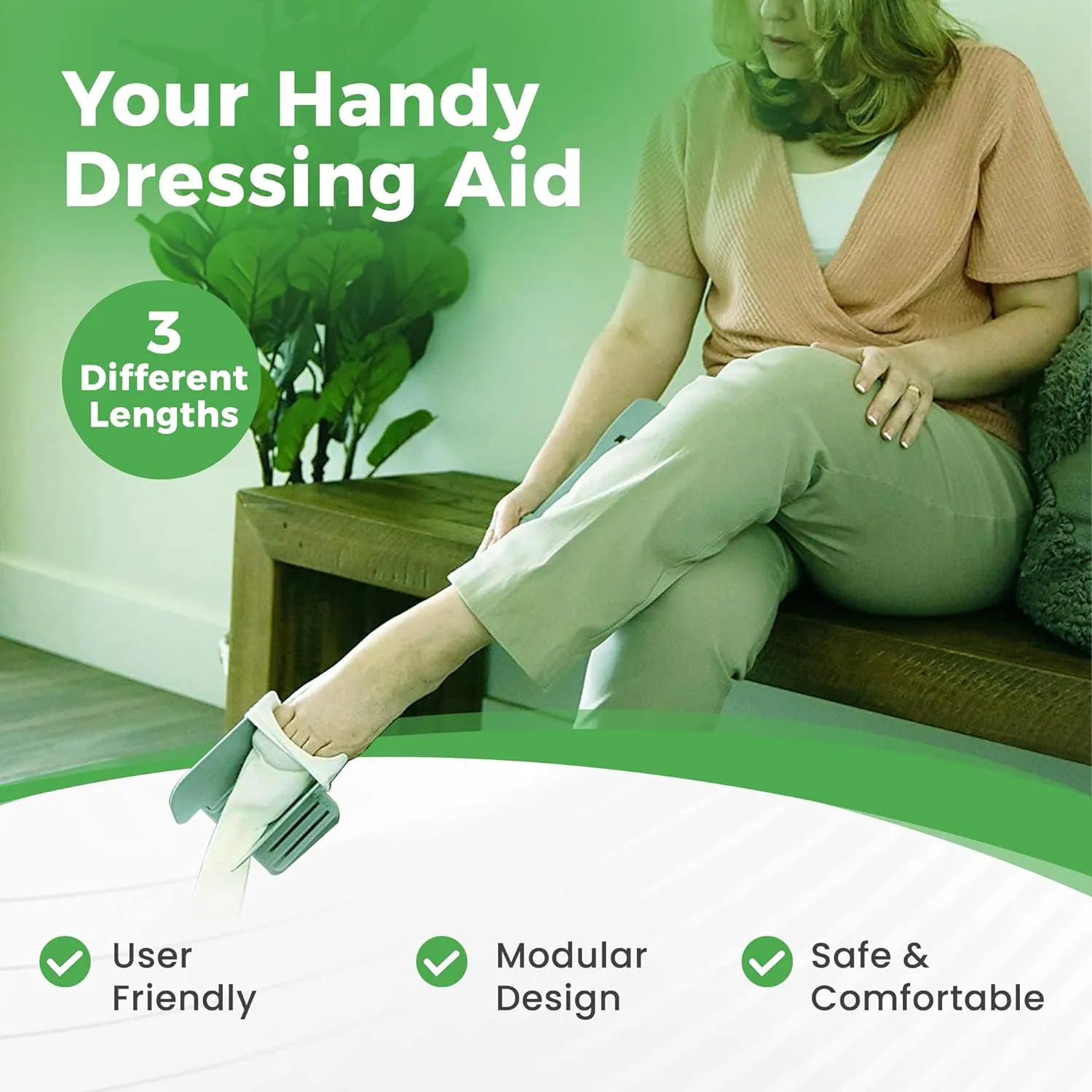 Sock Ox by Easy To Use Products, adjustable sock aid device for seniors, not for compression socks, travel-friendly for elderly with built-in shoe horn, up to 36 inches in length