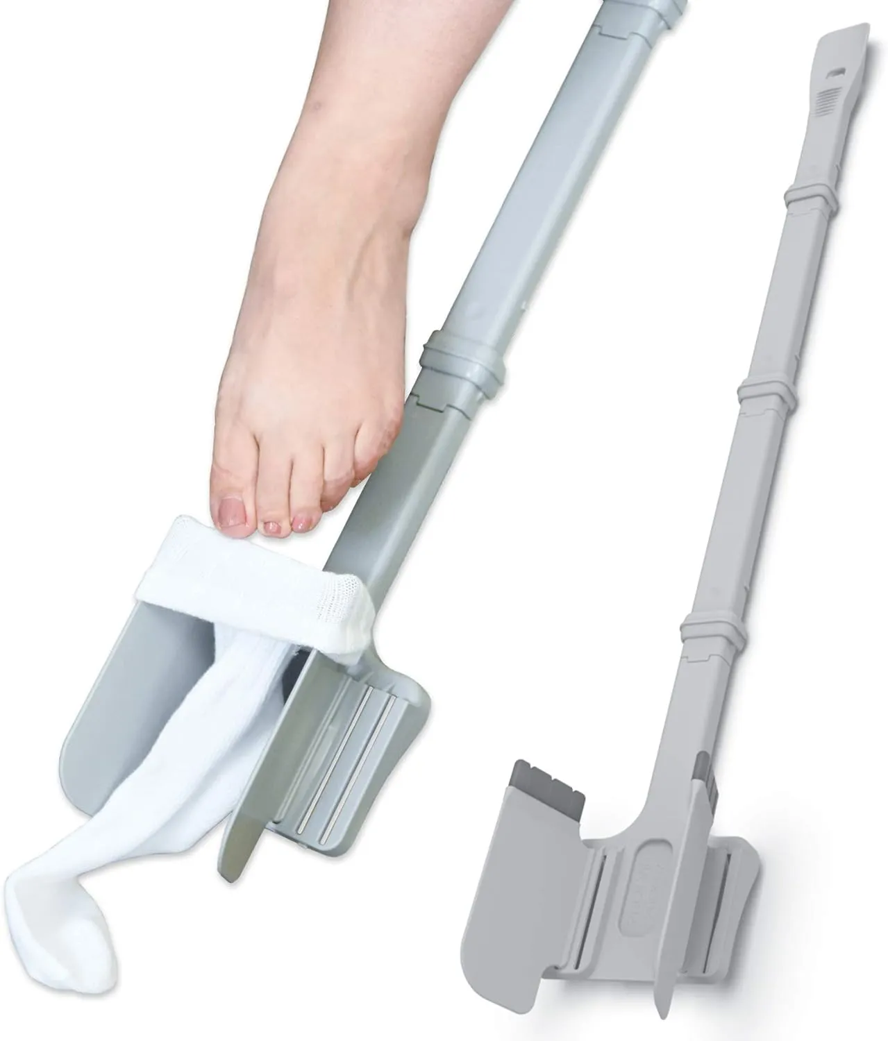 Sock Ox by Easy To Use Products, adjustable sock aid device for seniors, not for compression socks, travel-friendly for elderly with built-in shoe horn, up to 36 inches in length