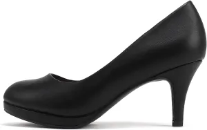 Soda “ANDI” ~ Women Closed Round Toe Slip-On Comfortable Cushion Insole Mid Heel Pump Shoe