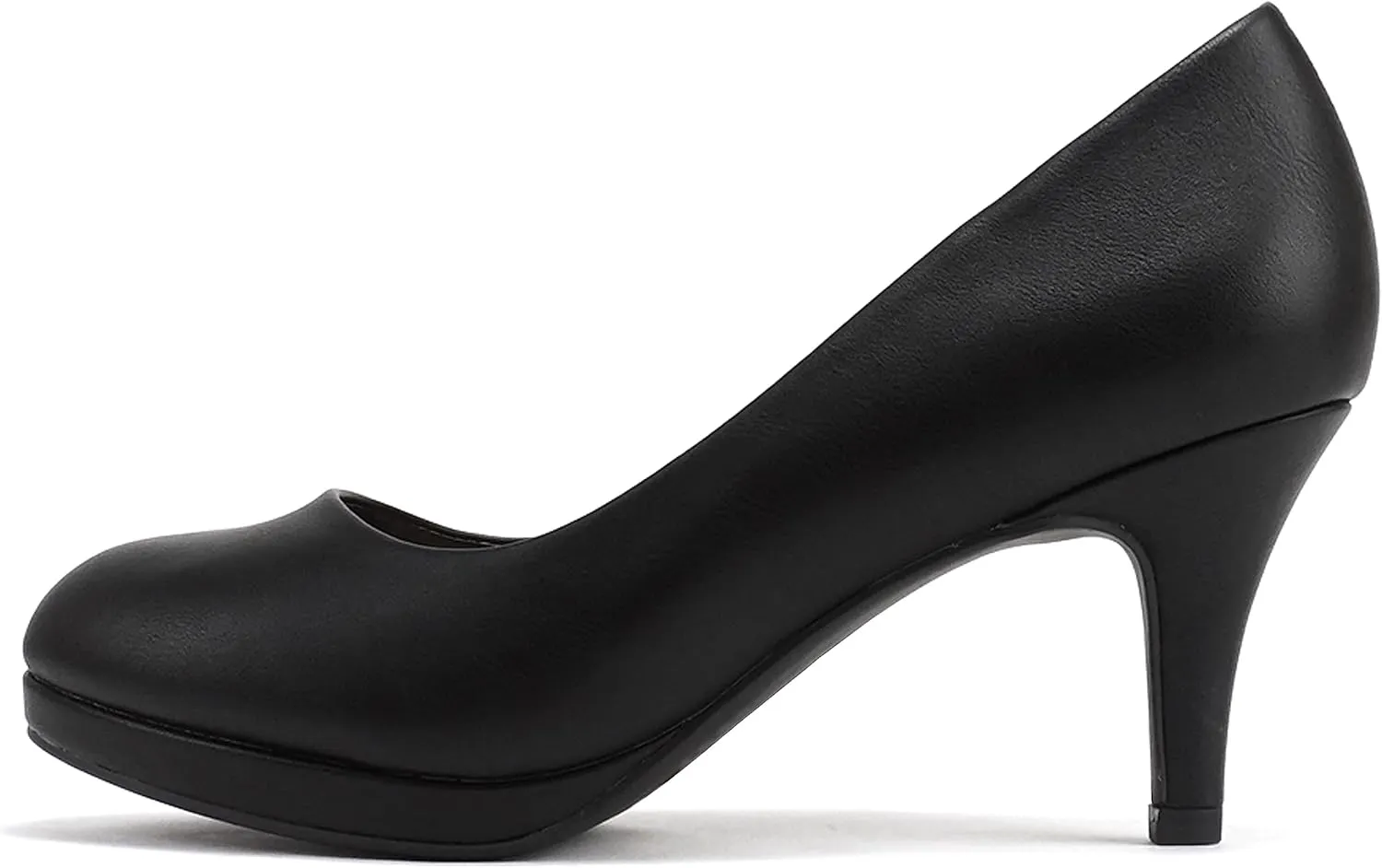 Soda “ANDI” ~ Women Closed Round Toe Slip-On Comfortable Cushion Insole Mid Heel Pump Shoe