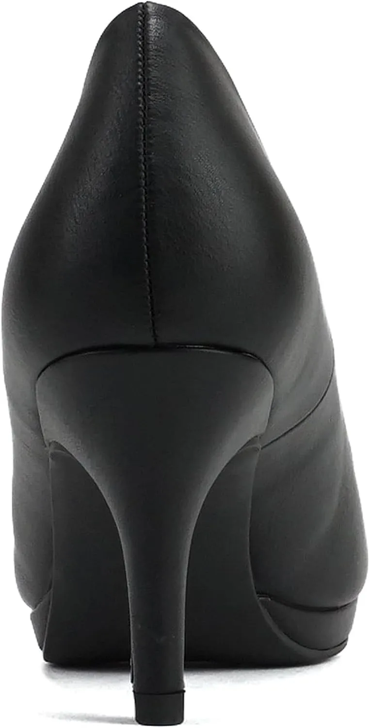Soda “ANDI” ~ Women Closed Round Toe Slip-On Comfortable Cushion Insole Mid Heel Pump Shoe