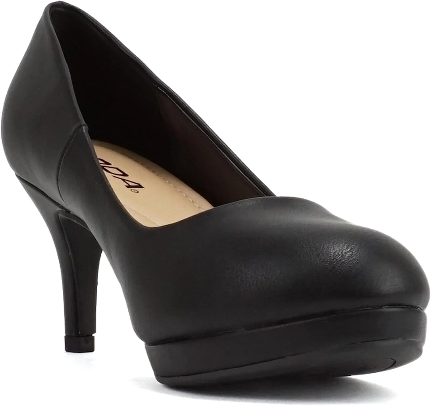 Soda “ANDI” ~ Women Closed Round Toe Slip-On Comfortable Cushion Insole Mid Heel Pump Shoe
