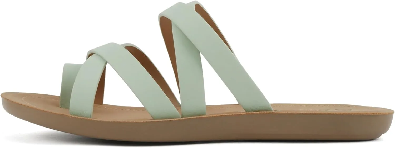 Soda ISABEL ~Women Fashion Comfortable Slip On Flat Cross bands Toe Ring Fashion Sandals