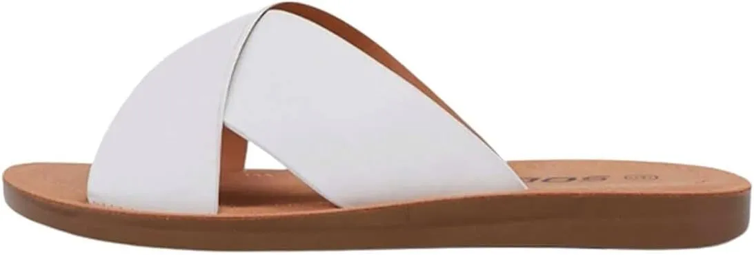 Soda Shoes Women Sandals Crisscross Band Strap Casual Slides