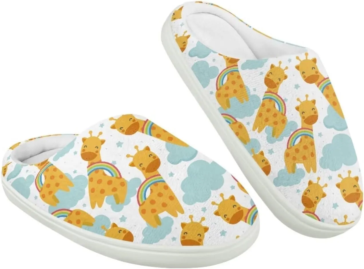Soft Cozy Slippers for Girls Comfort Warm Home Shoes Cute Animals Print House Slippers Non Slip Plush Slippers Washable for Indoor Outdoor US 9-15