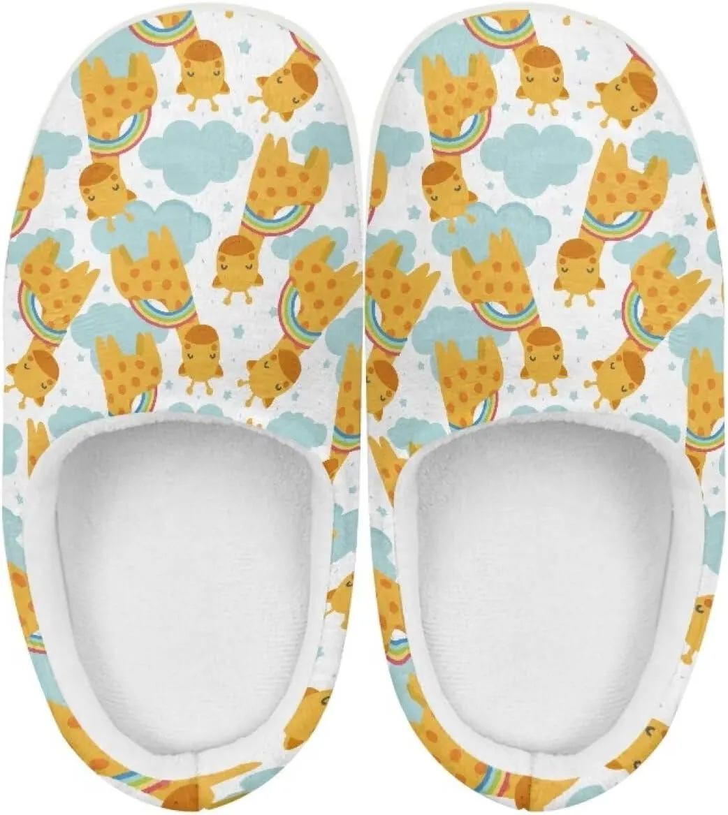 Soft Cozy Slippers for Girls Comfort Warm Home Shoes Cute Animals Print House Slippers Non Slip Plush Slippers Washable for Indoor Outdoor US 9-15