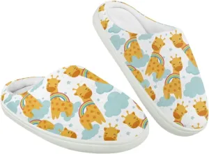 Soft Cozy Slippers for Girls Comfort Warm Home Shoes Cute Animals Print House Slippers Non Slip Plush Slippers Washable for Indoor Outdoor US 9-15