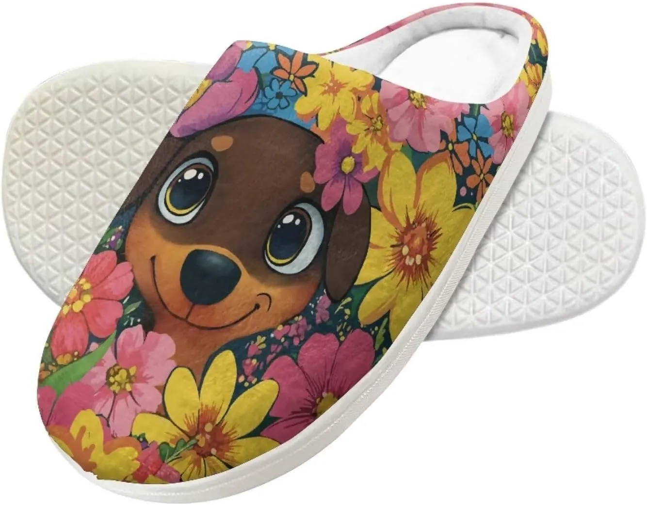 Soft Cozy Slippers for Girls Comfort Warm Home Shoes Cute Animals Print House Slippers Non Slip Plush Slippers Washable for Indoor Outdoor US 9-15