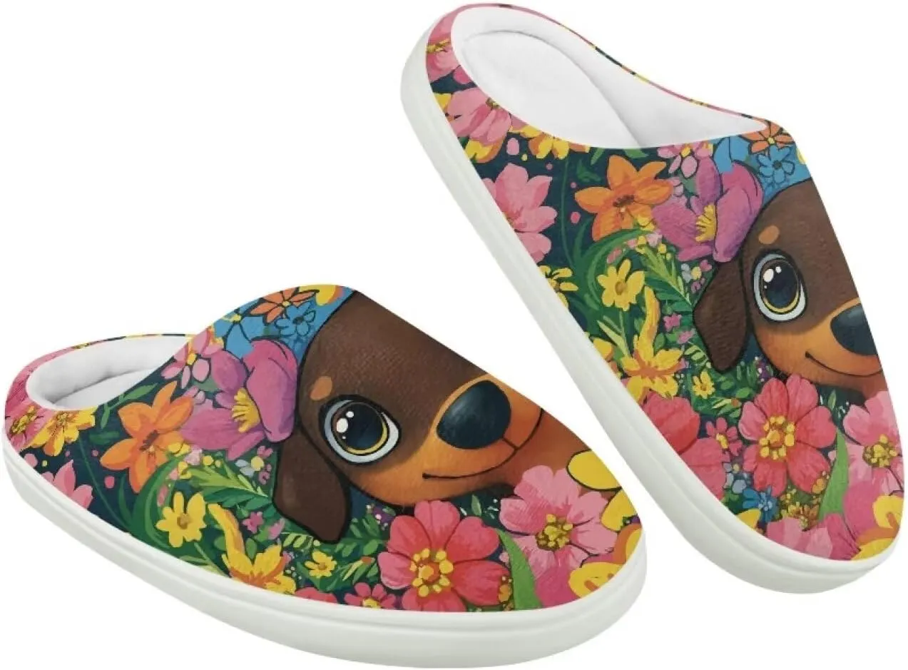 Soft Cozy Slippers for Girls Comfort Warm Home Shoes Cute Animals Print House Slippers Non Slip Plush Slippers Washable for Indoor Outdoor US 9-15