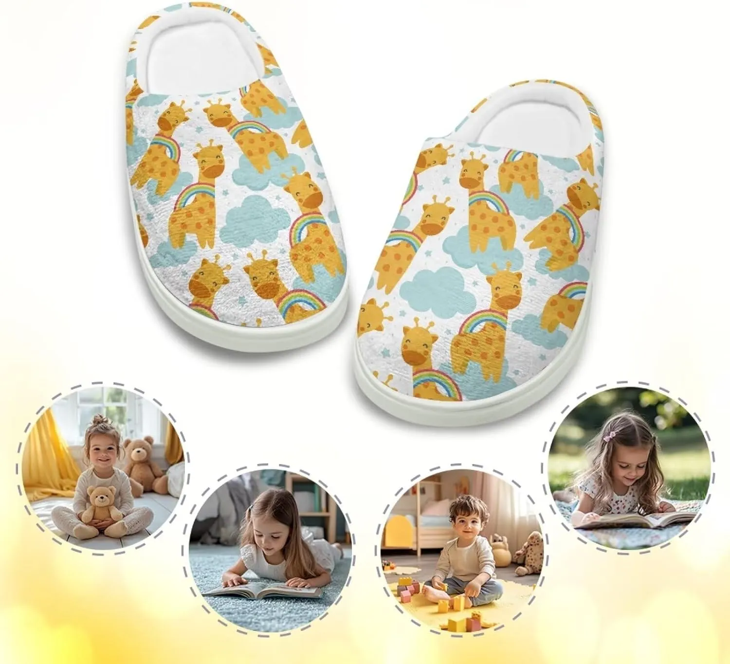 Soft Cozy Slippers for Girls Comfort Warm Home Shoes Cute Animals Print House Slippers Non Slip Plush Slippers Washable for Indoor Outdoor US 9-15