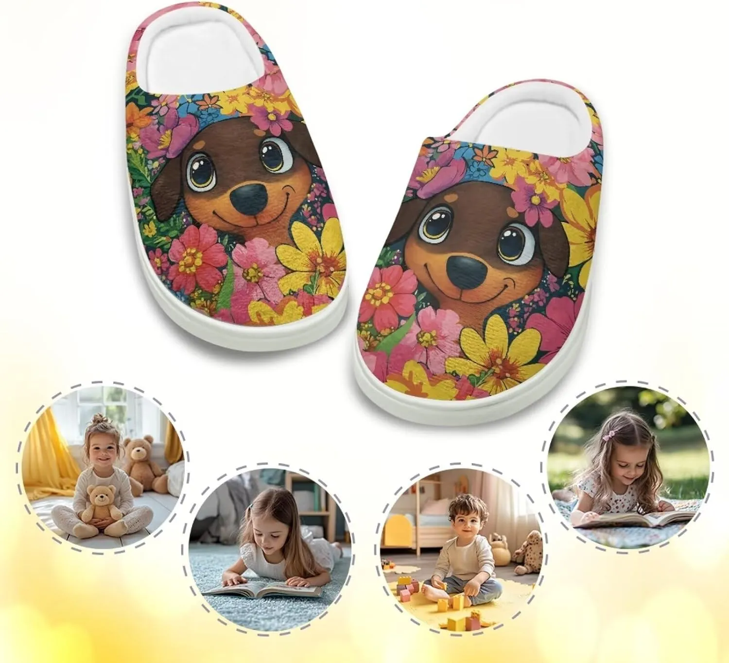 Soft Cozy Slippers for Girls Comfort Warm Home Shoes Cute Animals Print House Slippers Non Slip Plush Slippers Washable for Indoor Outdoor US 9-15
