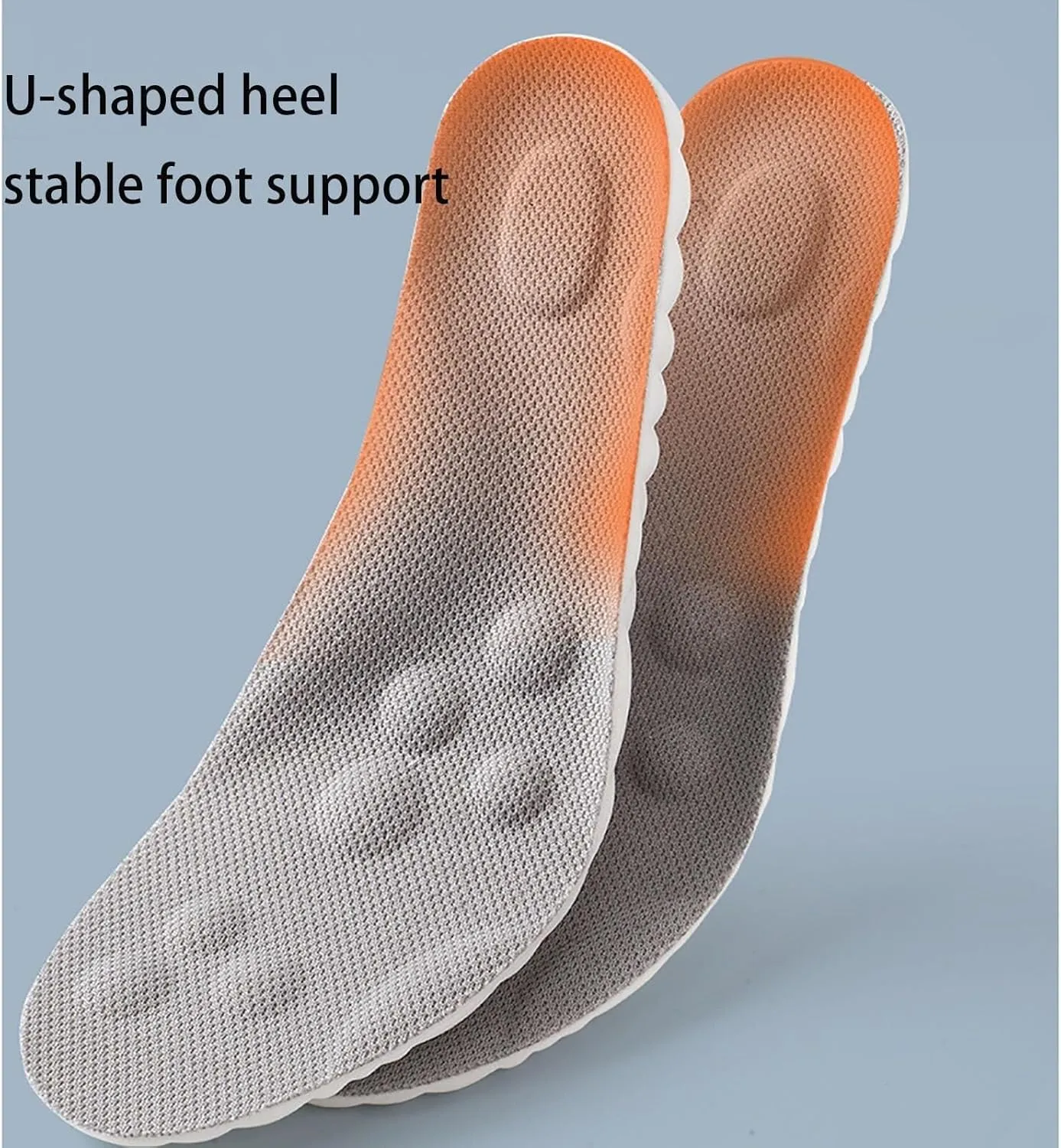 Soft Elastic Breathable Shoe Insoles,4D Sports Shoes Insoles,Sport Running Absorb-Sweat Cushion Paddings(Yellow Gray,10.5-11)