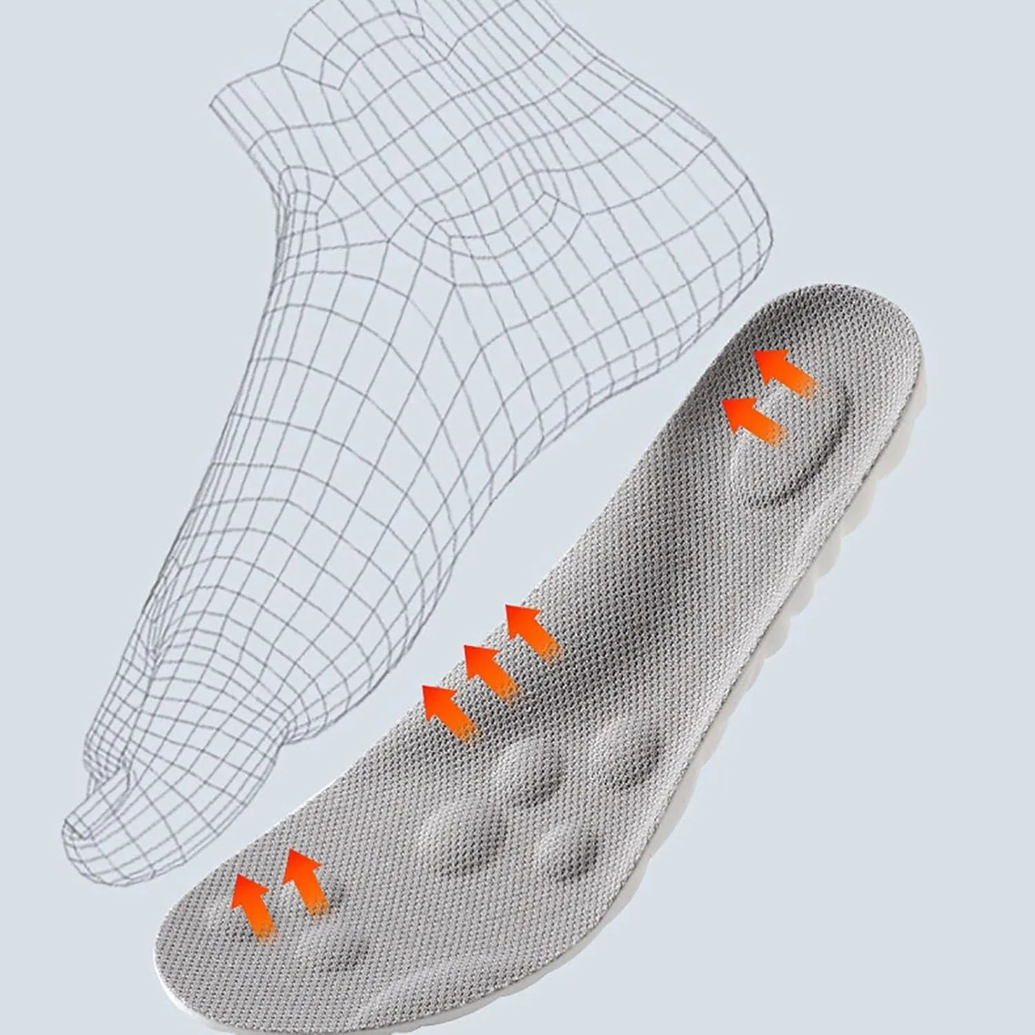 Soft Elastic Breathable Shoe Insoles,4D Sports Shoes Insoles,Sport Running Absorb-Sweat Cushion Paddings(Yellow Gray,10.5-11)